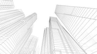 soyut mimari duvar kağıdı gökdelenler tasarım, dijital konsept arkaplan