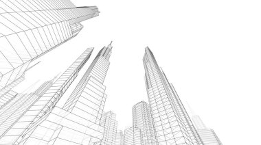 soyut mimari duvar kağıdı gökdelenler tasarım, dijital konsept arkaplan