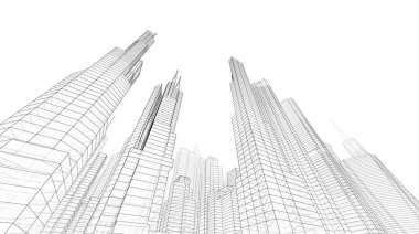 soyut mimari duvar kağıdı gökdelenler tasarım, dijital konsept arkaplan