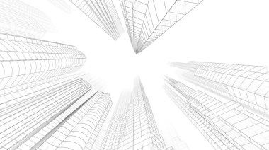 soyut mimari duvar kağıdı gökdelenler tasarım, dijital konsept arkaplan