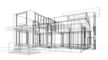 Ev kavramı kroki 3d çizim