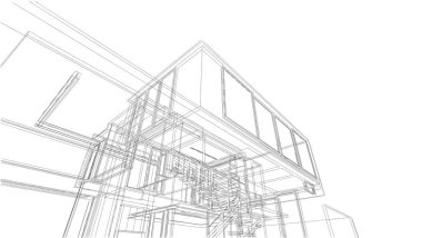 Ev kavramı kroki 3d çizim