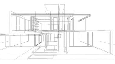 Ev kavramı kroki 3d çizim