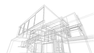 Ev kavramı kroki 3d çizim