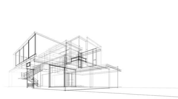 房子概念剪影3D — 图库照片