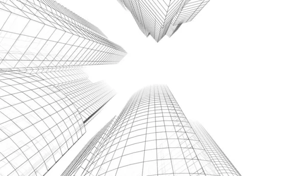 Elvont Építészeti Tapéta Felhőkarcolók Design Digitális Koncepció Háttér — Stock Fotó