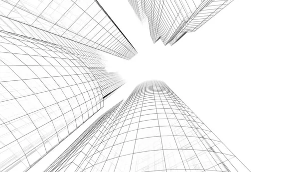 Abstrakt Arkitektoniska Tapet Skyskrapor Design Digitalt Koncept Bakgrund — Stockfoto