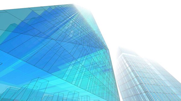 Abstract architectural wallpaper skyscrapers design, digital concept background