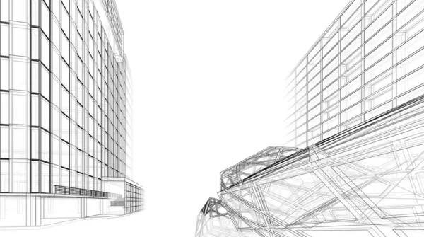 Abstrakcyjny Projekt Tapety Architektonicznej Drapacze Chmur Cyfrowe Tło Koncepcyjne — Zdjęcie stockowe