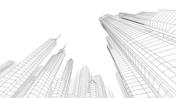 Diseño Abstracto Rascacielos Papel Pintado Arquitectónico Fondo Concepto Digital — Foto de Stock