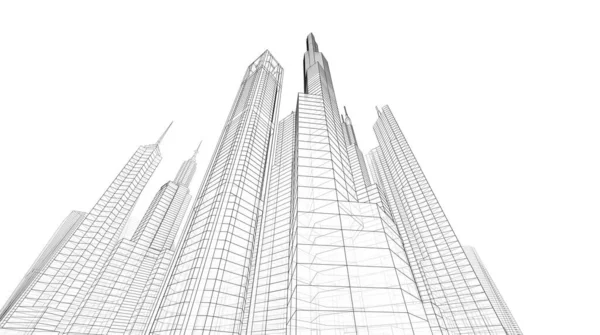 Abstrakte Architektonische Tapete Wolkenkratzer Design Digitales Konzept Hintergrund — Stockfoto