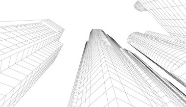 soyut mimari duvar kağıdı gökdelenler tasarım, dijital konsept arkaplan