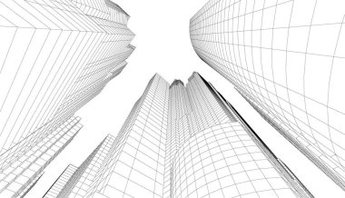 soyut mimari duvar kağıdı gökdelenler tasarım, dijital konsept arkaplan