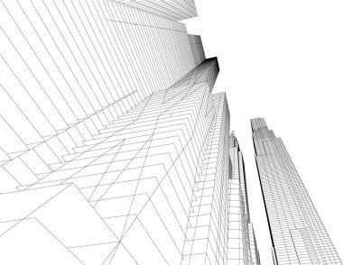 soyut mimari duvar kağıdı gökdelenler tasarım, dijital konsept arkaplan