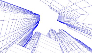 soyut mimari duvar kağıdı gökdelenler tasarım, dijital konsept arkaplan