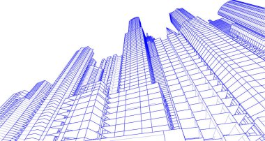 soyut mimari duvar kağıdı gökdelenler tasarım, dijital konsept arkaplan