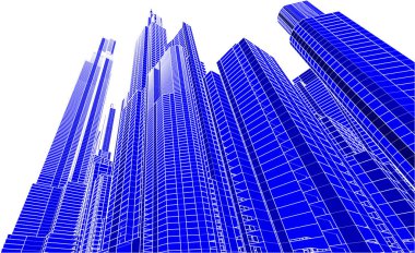 soyut mimari duvar kağıdı gökdelenler tasarım, dijital konsept arkaplan