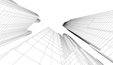 soyut mimari duvar kağıdı gökdelenler tasarım, dijital konsept arkaplan