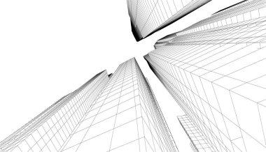 soyut mimari duvar kağıdı gökdelenler tasarım, dijital konsept arkaplan