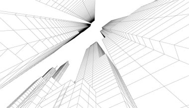 soyut mimari duvar kağıdı gökdelenler tasarım, dijital konsept arkaplan