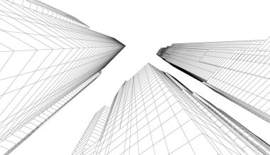 soyut mimari duvar kağıdı gökdelenler tasarım, dijital konsept arkaplan