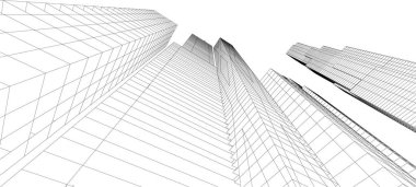 soyut mimari duvar kağıdı gökdelenler tasarım, dijital konsept arkaplan