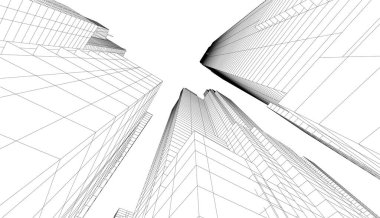 soyut mimari duvar kağıdı gökdelenler tasarım, dijital konsept arkaplan