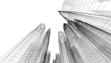 soyut mimari duvar kağıdı gökdelenler tasarım, dijital konsept arkaplan