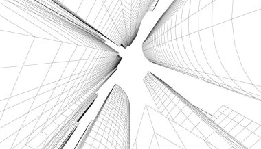 soyut mimari duvar kağıdı gökdelenler tasarım, dijital konsept arkaplan