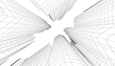 soyut mimari duvar kağıdı gökdelenler tasarım, dijital konsept arkaplan