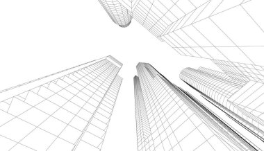 soyut mimari duvar kağıdı gökdelenler tasarım, dijital konsept arkaplan