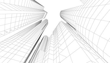 soyut mimari duvar kağıdı gökdelenler tasarım, dijital konsept arkaplan