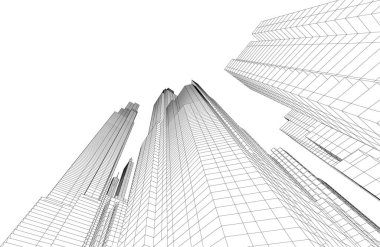 soyut mimari duvar kağıdı gökdelenler tasarım, dijital konsept arkaplan