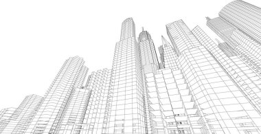 soyut mimari duvar kağıdı gökdelenler tasarım, dijital konsept arkaplan