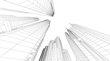 soyut mimari duvar kağıdı gökdelenler tasarım, dijital konsept arkaplan