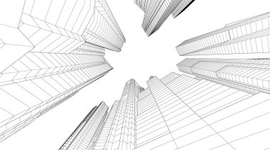 soyut mimari duvar kağıdı gökdelenler tasarım, dijital konsept arkaplan