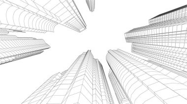 soyut mimari duvar kağıdı gökdelenler tasarım, dijital konsept arkaplan