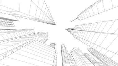 soyut mimari duvar kağıdı gökdelenler tasarım, dijital konsept arkaplan