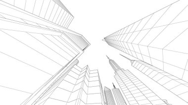 soyut mimari duvar kağıdı gökdelenler tasarım, dijital konsept arkaplan