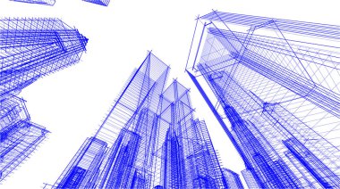 soyut mimari duvar kağıdı gökdelenler tasarım, dijital konsept arkaplan