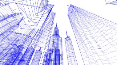 soyut mimari duvar kağıdı gökdelenler tasarım, dijital konsept arkaplan