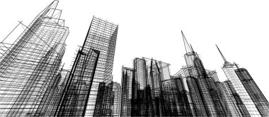 soyut mimari duvar kağıdı gökdelenler tasarım, dijital konsept arkaplan