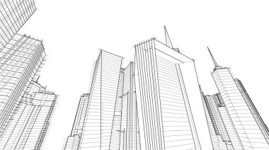 soyut mimari duvar kağıdı gökdelenler tasarım, dijital konsept arkaplan