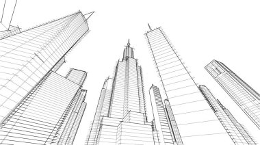 soyut mimari duvar kağıdı gökdelenler tasarım, dijital konsept arkaplan