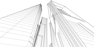 soyut mimari duvar kağıdı gökdelenler tasarım, dijital konsept arkaplan