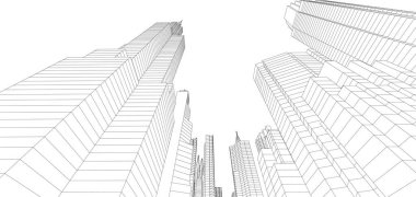 soyut mimari duvar kağıdı gökdelenler tasarım, dijital konsept arkaplan