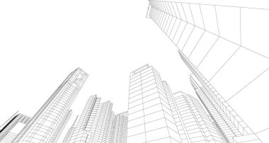 soyut mimari duvar kağıdı gökdelenler tasarım, dijital konsept arkaplan