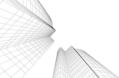 soyut mimari duvar kağıdı gökdelenler tasarım, dijital konsept arkaplan