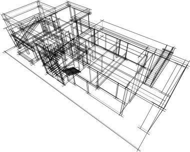 Ev kavramı kroki 3d çizim