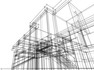 Ev kavramı kroki 3d çizim